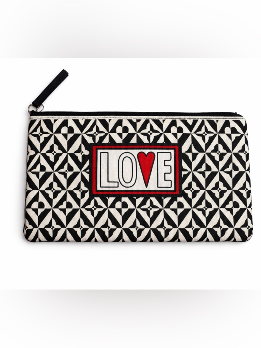Brighton Leopard Heart Wristlet Cosmetic Bag Red Black Zip Pouch Y2K